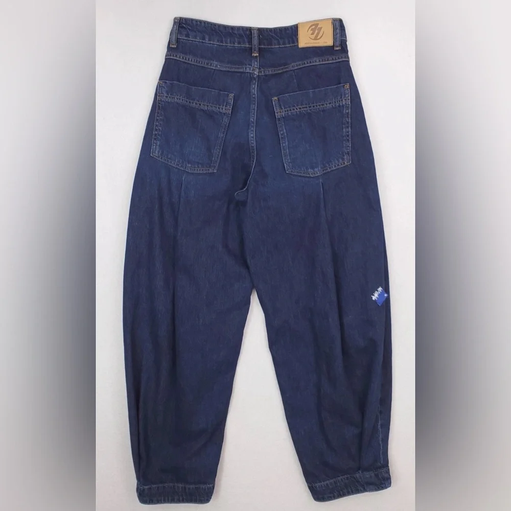 ADER ERROR & ZARA Jeans Sz 4 Dark Wash Pleated Tapered High-Rise Barrel Leg EUC - Picture 5 of 16
